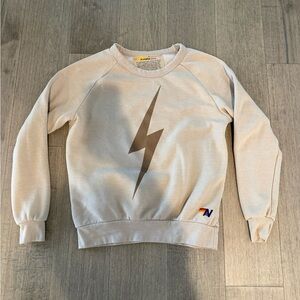 Aviator Nation Neutral Beige Lightning Bolt Sweatshirt